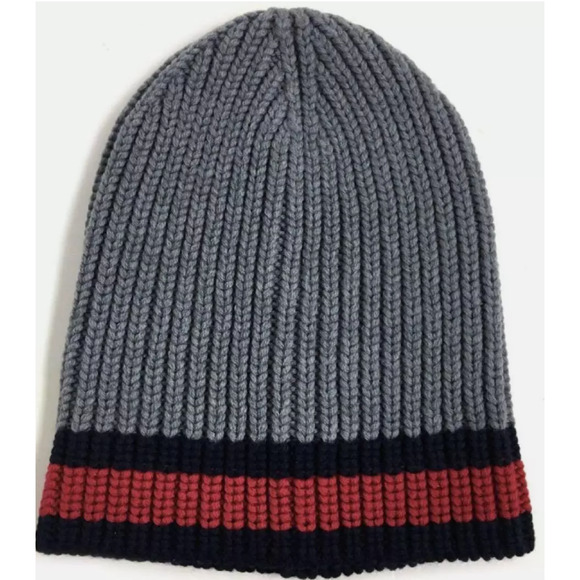 Gucci Wool Beanie Men With Web - Size M - Gray (R)